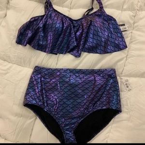 Torrid mermaid swimsuit 3 purple top bottom